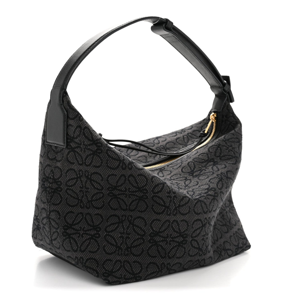 Jacquard Anagram Calfskin Medium Cubi Bag Anthracite Black