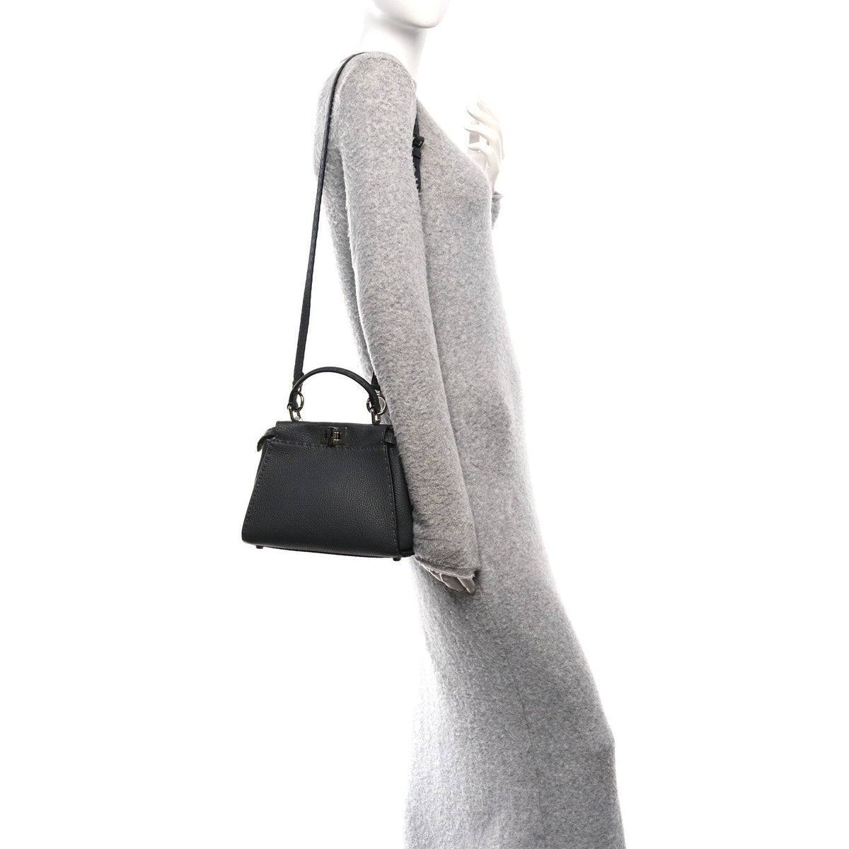 Cuoio Romano Selleria Bi-Color Mini Peekaboo Iconic Satchel Asfalto Latte