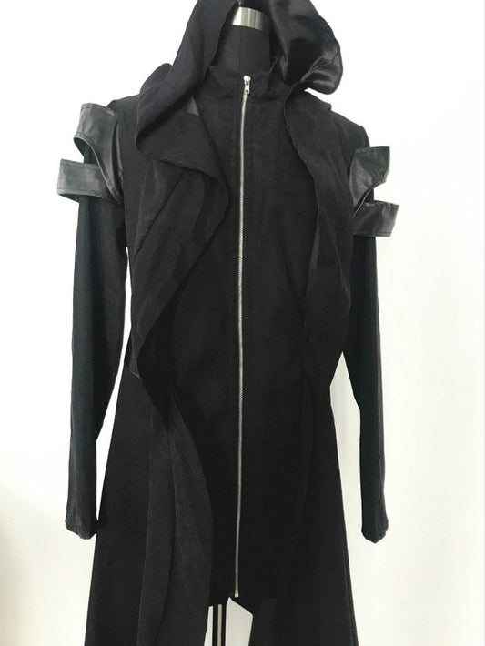 Long Sleeve Zipper Large Women'S Irregular Wind Coat Hoodie
