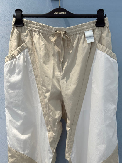 LV Unique Pocket Design Trousers Beige White Cotton