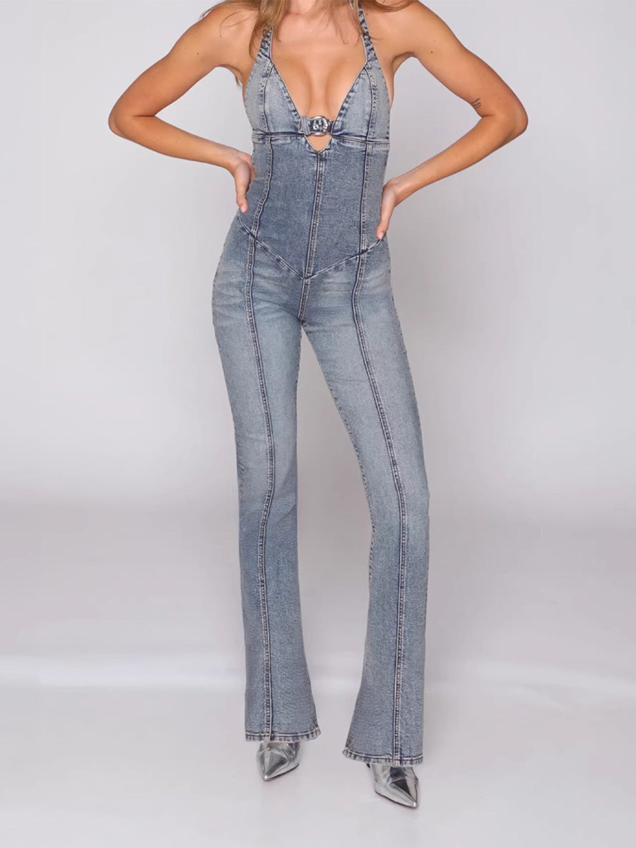 Anouk Sleeveless Paneled Denim Jumpsuit