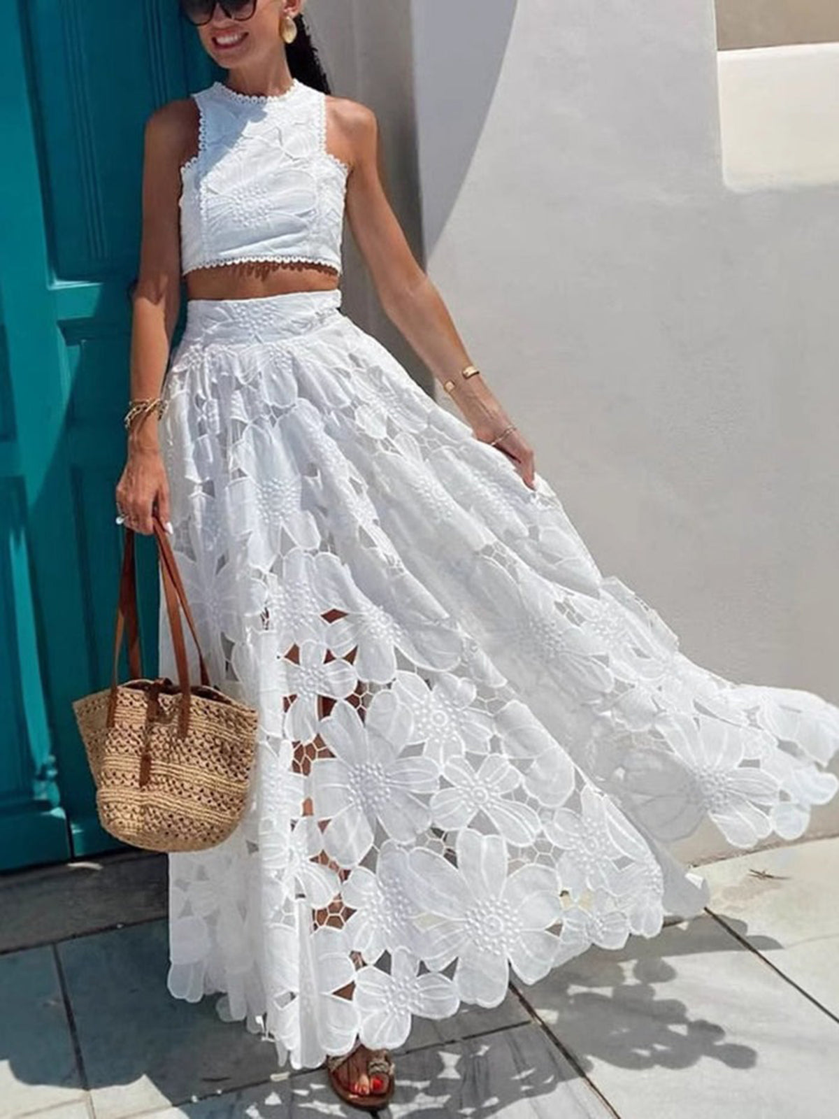 Nala Scalloped Lace Two-Piece Set