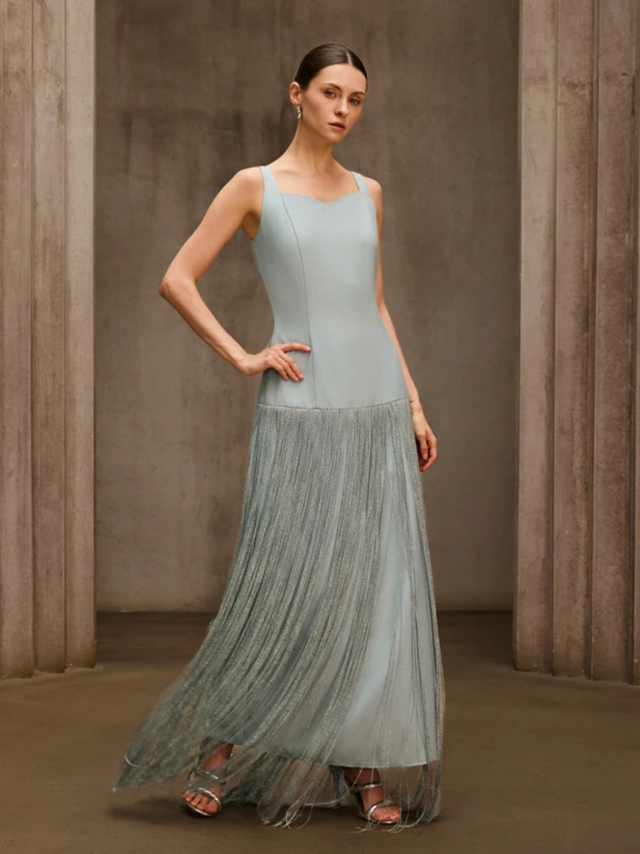 Gia Sleeveless Fringe-Trimmed Midi Dress