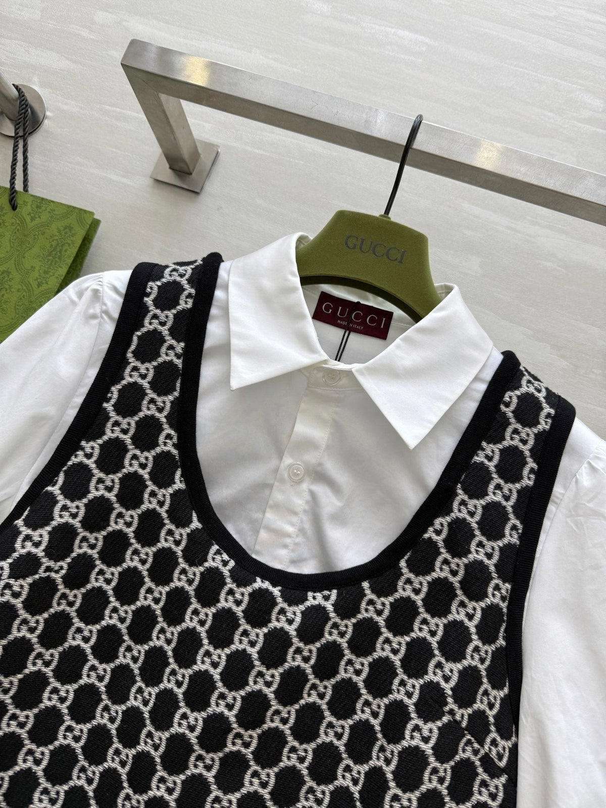 Gucci 25 Two-piece Dress Black White Jacquard Fabric