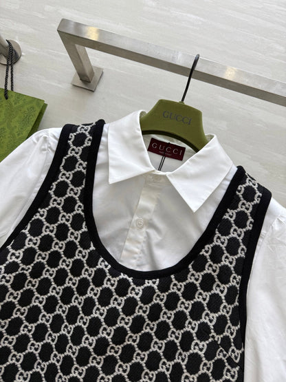 Gucci 25 Two-piece Dress Black White Jacquard Fabric