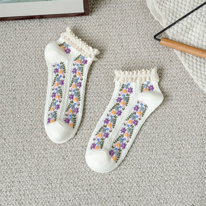 Rufia - Vintage Rolled Edge Floral Ankle Socks