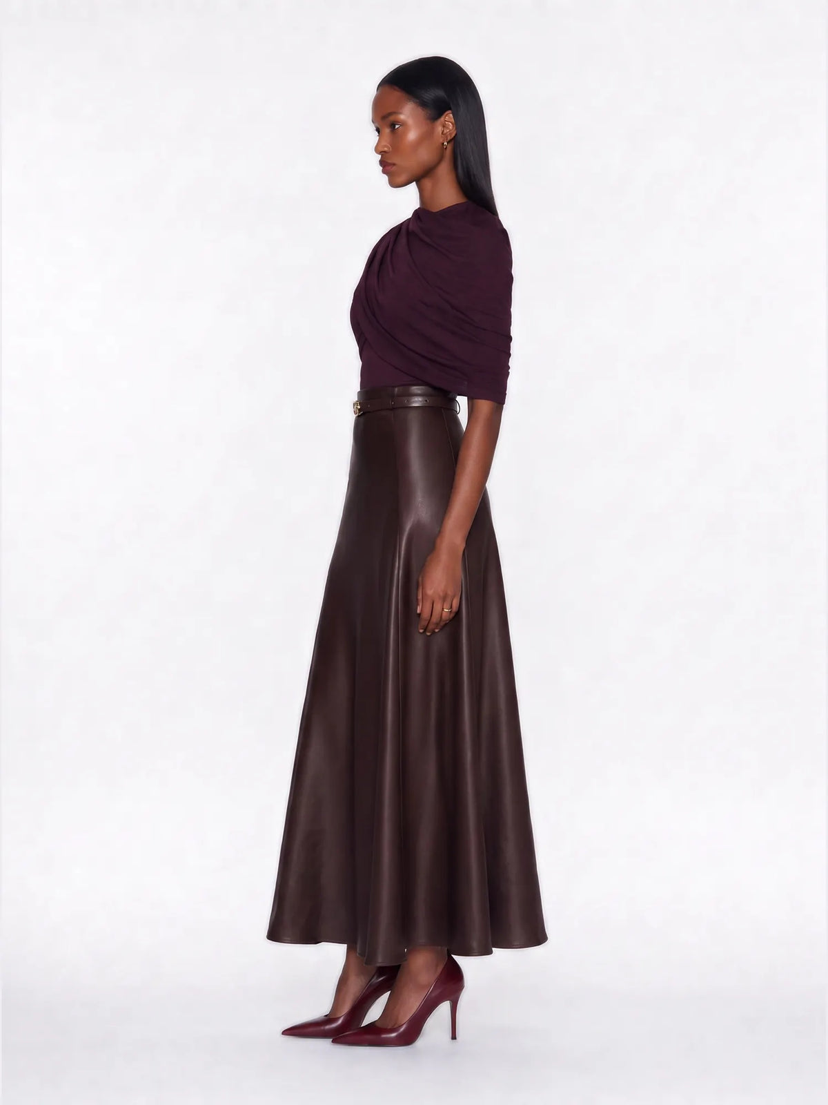 Azalea Leather-Panelled Maxi Dress