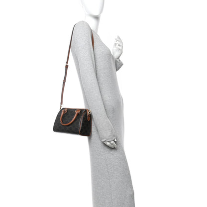 Triomphe Canvas Calfskin Small Boston Bag Tan