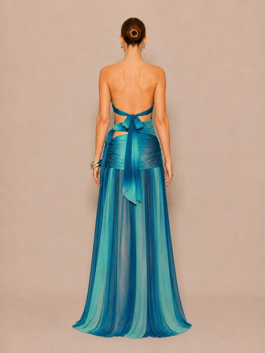 Imelda Cut-out Side-Slit Strapless Maxi Dress