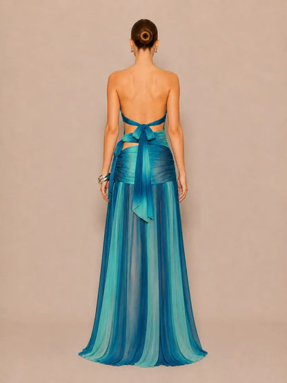 Imelda Cut-out Side-Slit Strapless Maxi Dress