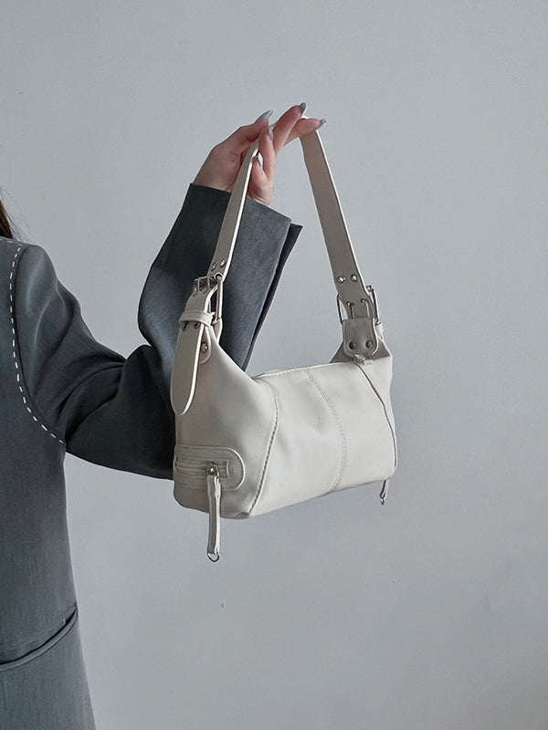 Buckle Solid Color Zipper Armpit Bags
