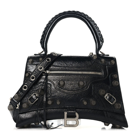 Arena Lambskin Medium Hourglass X Le Cagole Top Handle Bag Black