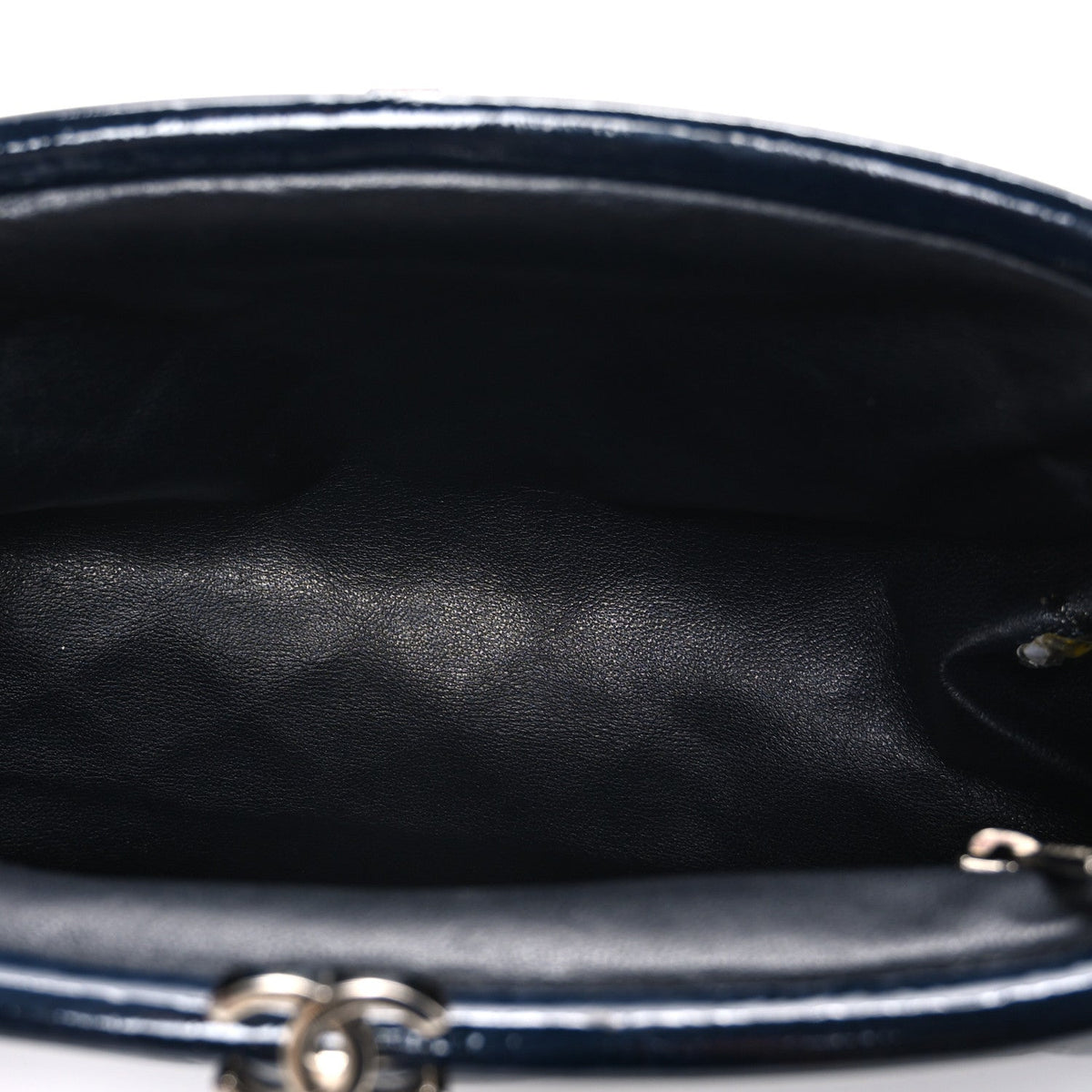 Distressed Patent Quilted Timeless Clutch Navy Blue
