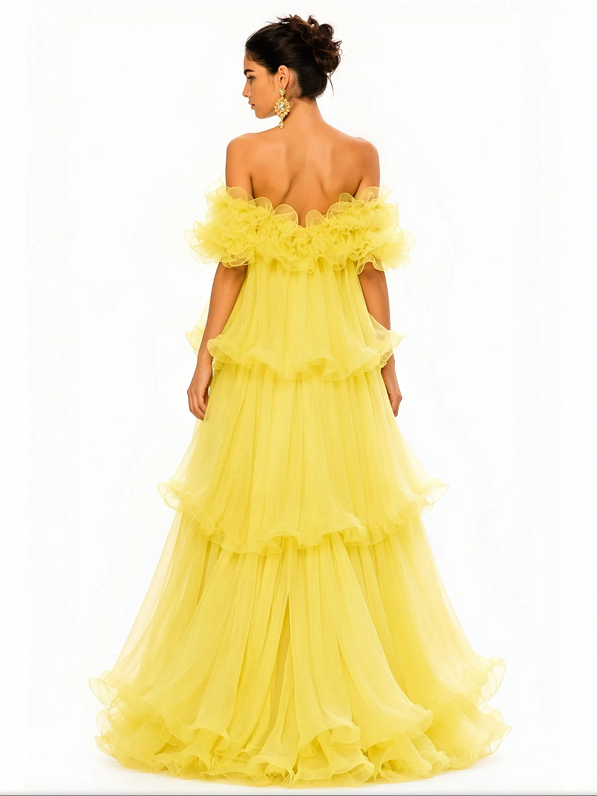 Juliette Ruffled Chiffon Off-Shoulder Maxi Dress