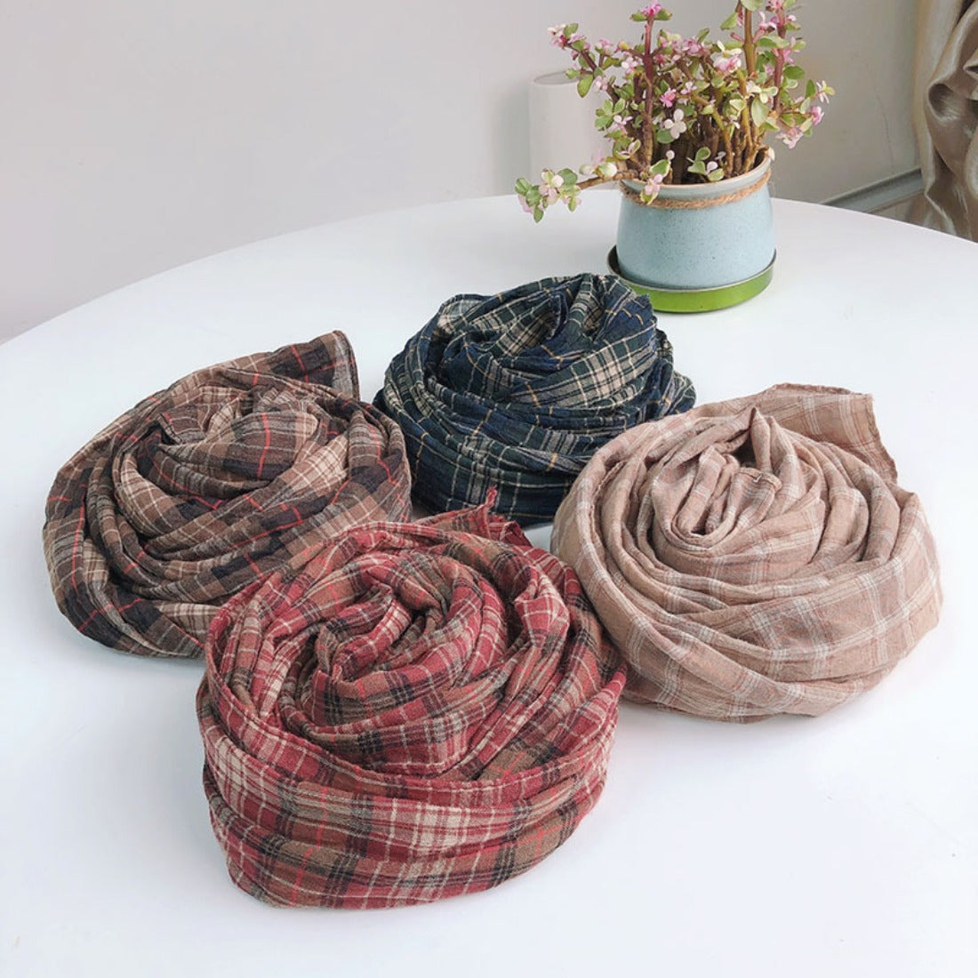 Scarvii - Vintage Plaid Striped Scarf
