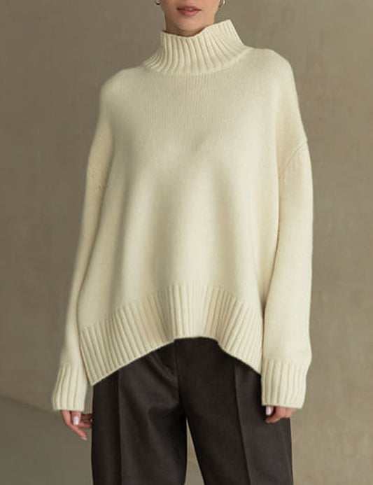 Fall Mock Neck Ribbed Knit Oversized Sweater
