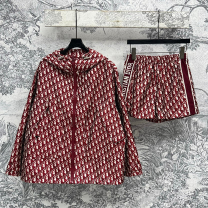 CD 25 Jacquard Patterned Jacket Set Red Polyester