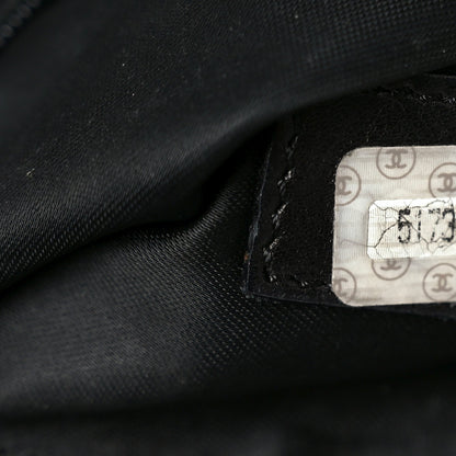 Caviar Embroidered Logo Shoulder Bag Black