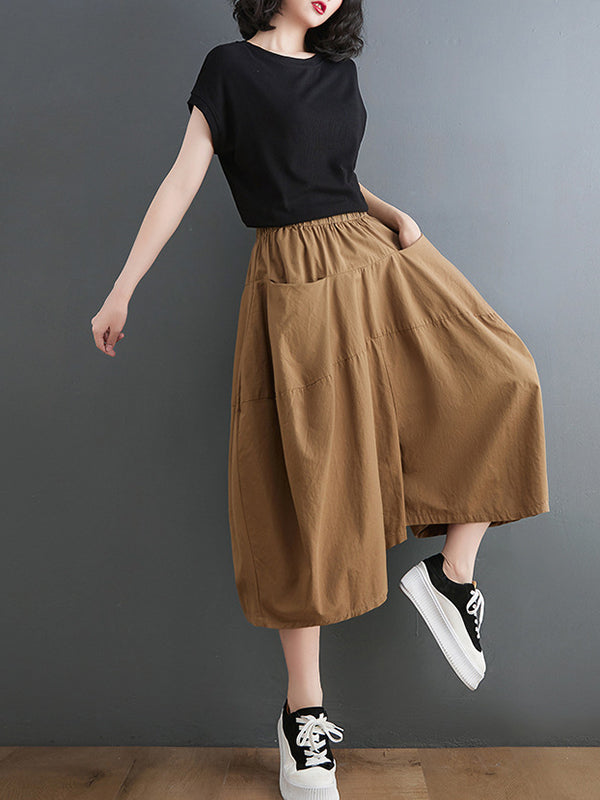 Casual Elasticity High Waisted Wide Leg Pants