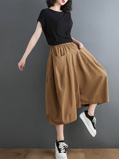 Casual Elasticity High Waisted Wide Leg Pants