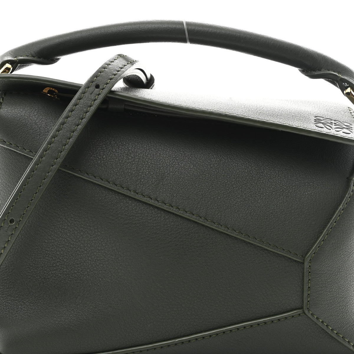Calfskin Mini Puzzle Edge Bag Vintage Khaki