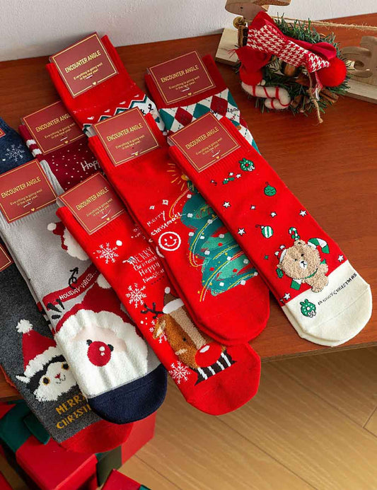 Christmas Cartoon Reindeer Cozy Crew Socks