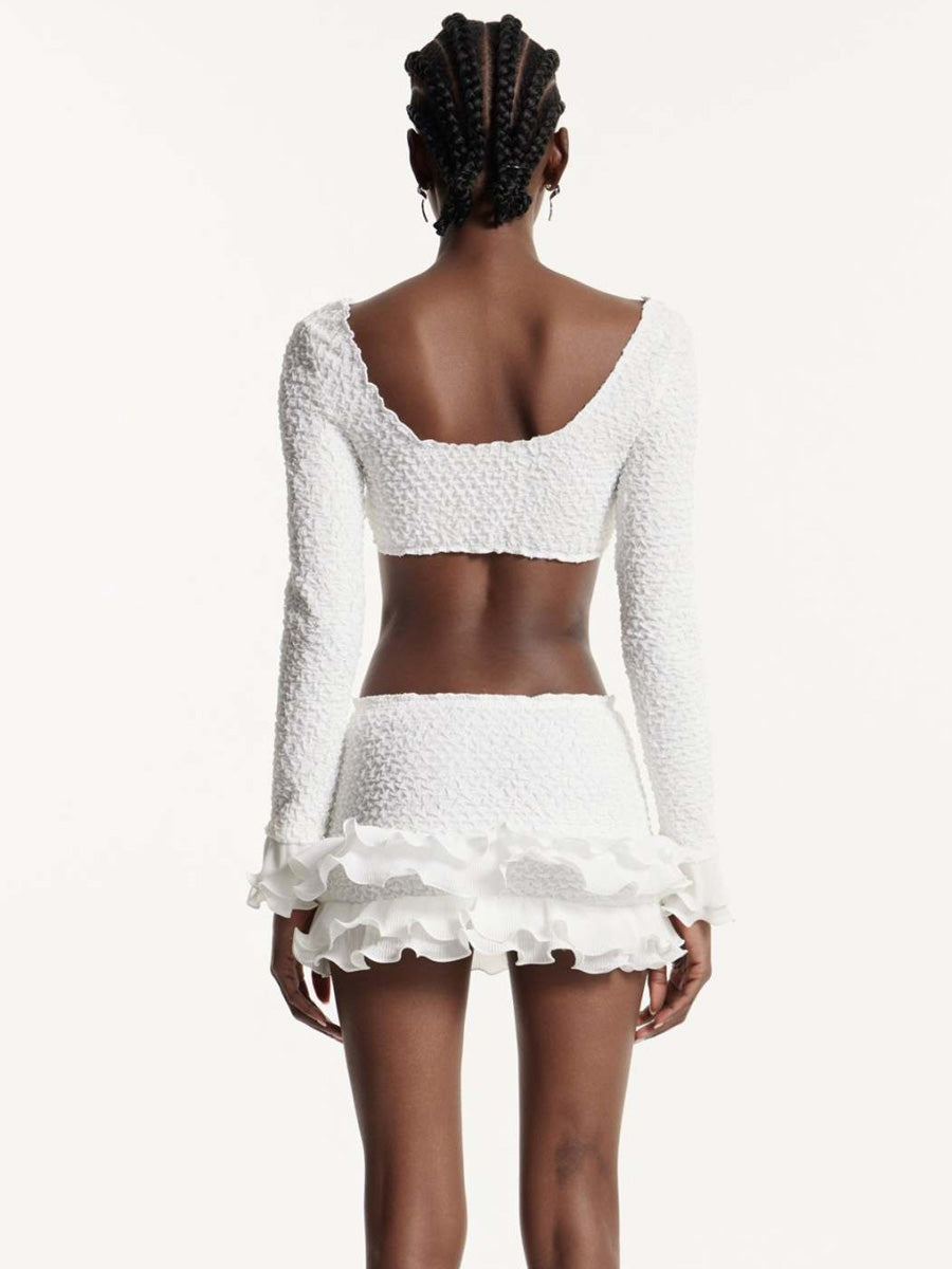 Anabella Long-Sleeved Ruffled Swimsuit Set