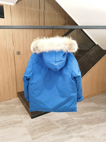 Canada Goose Children Parka Jacket Blue Fox Fur Polyester Cotton