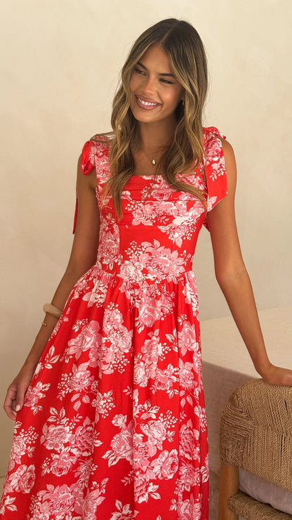 Haisley Maxi Dress - Red Floral