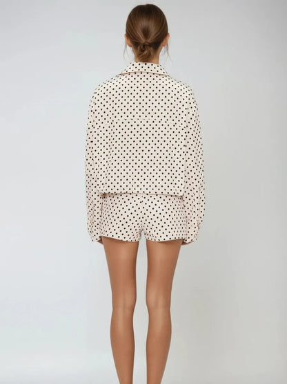 Cecelia Lapel Dot Pants Set