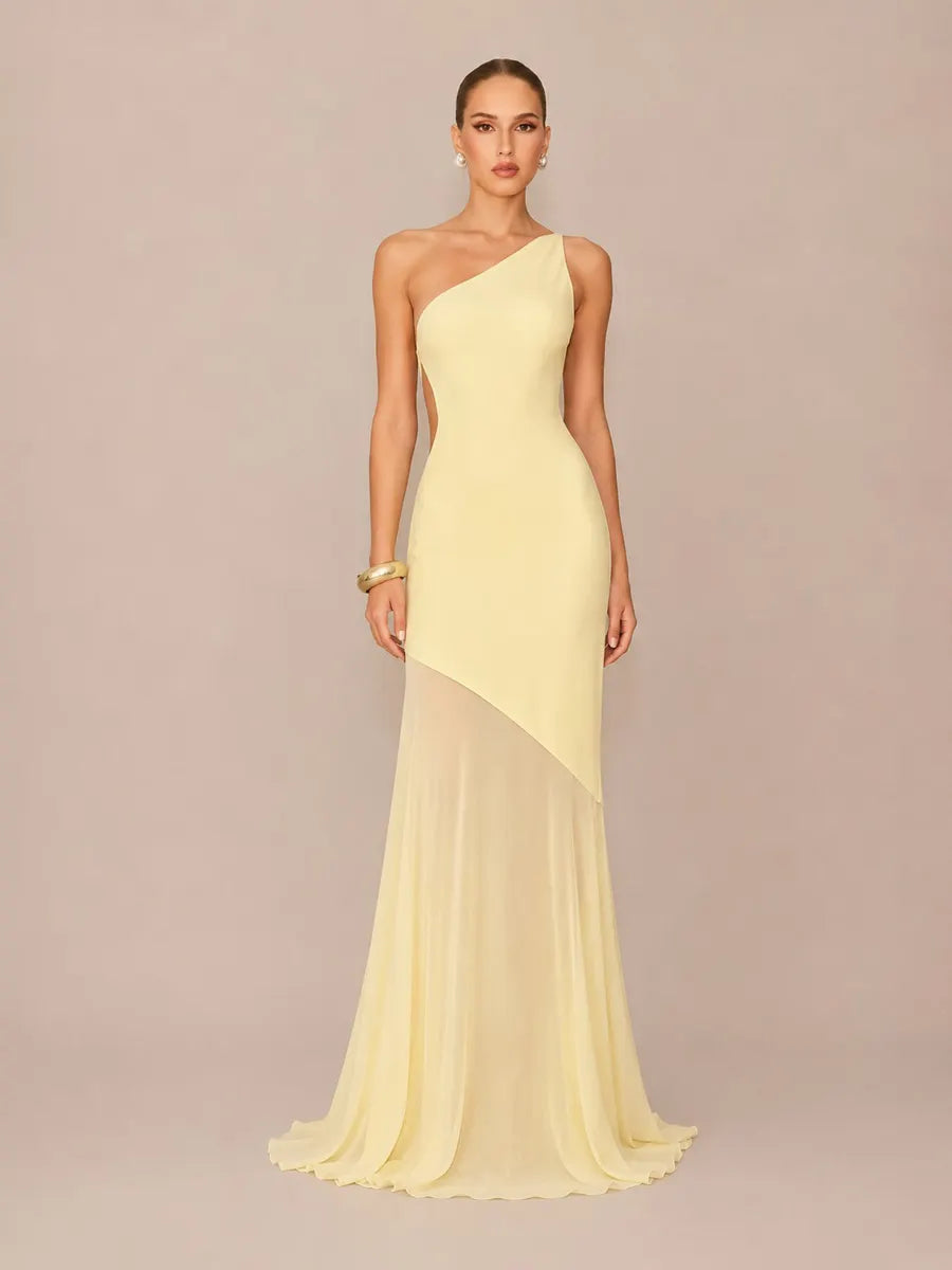 Liliana One-Shoulder Sleeveless Open-Back Maxi Dress