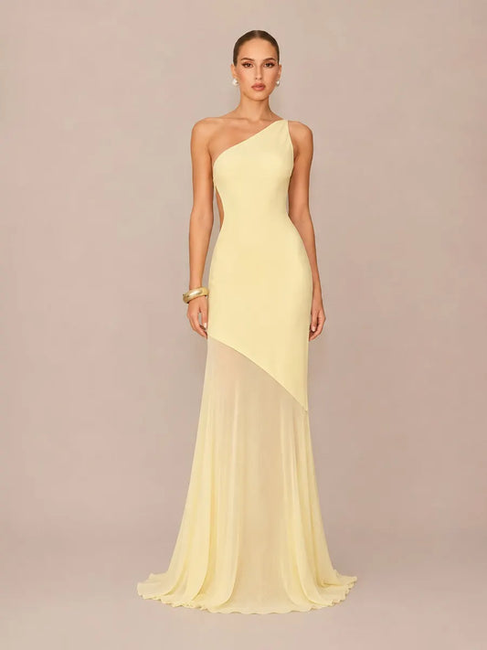 Liliana One-Shoulder Sleeveless Open-Back Maxi Dress