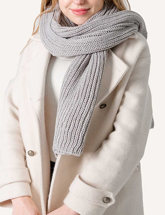 Trendy Warm Solid Color Knit Long Scarf