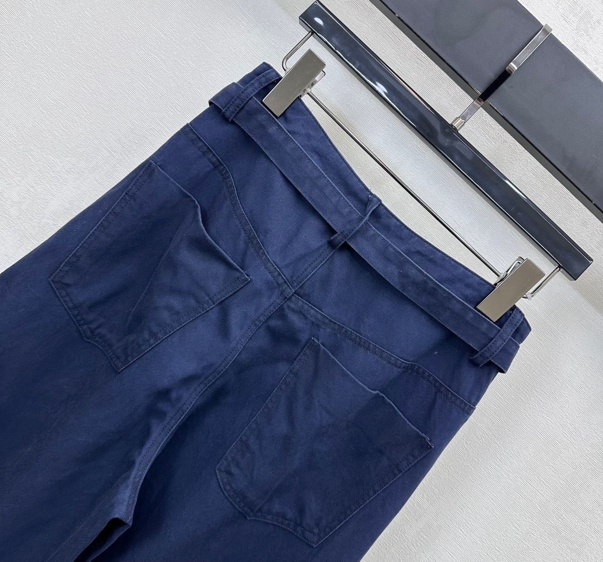 CC Wide-Leg Trousers Navy Blue Cotton Lyocell 350200