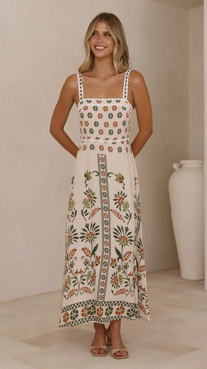 Michaela Maxi Dress - Green Floral