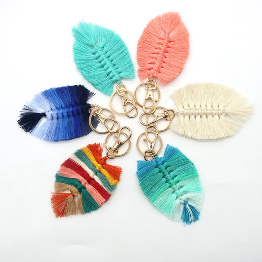Koco - Handwoven Cotton Leaf Tassel Keychain