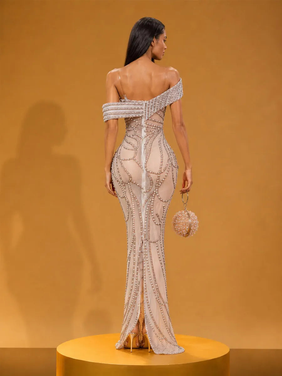 Isabella Luxurious Beaded Slim-Fit Maxi Dress