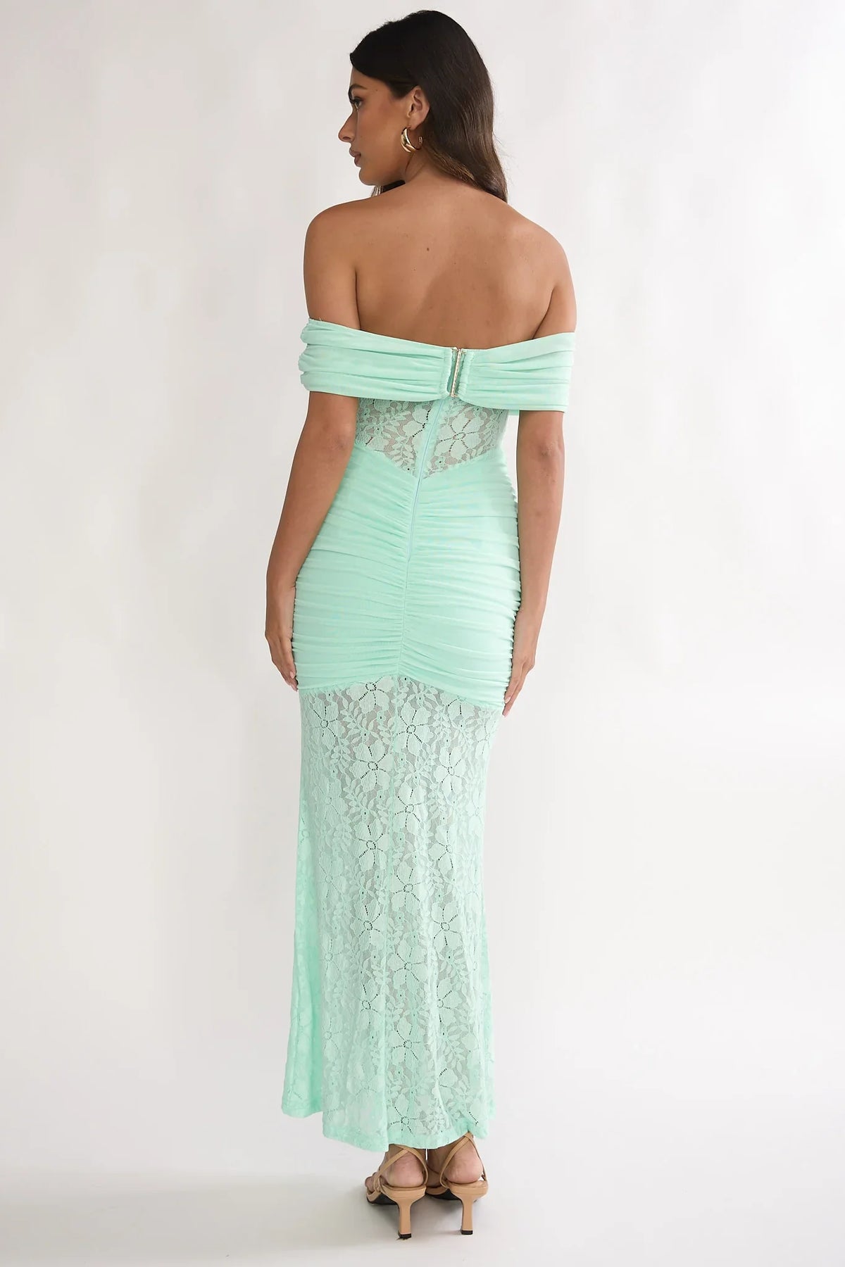 Silver Moon Off-Shoulder Maxi Dress Floral Mint