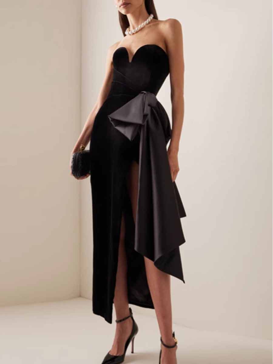 Yvonne Strapless Velvet Maxi Dress