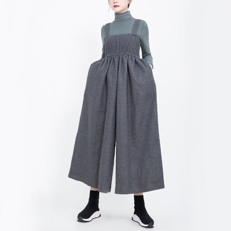 Cotton Polyester Wide Leg Suspenders Overalls Pants