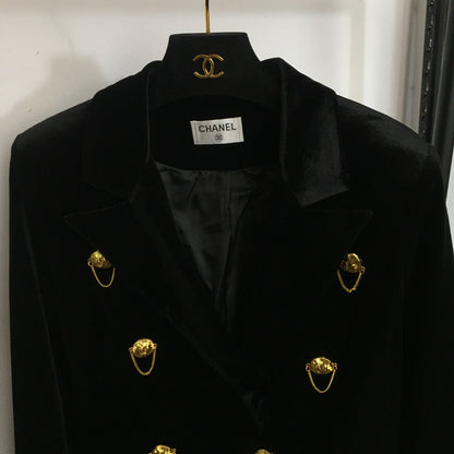 Chanel Long-Sleeve Velvet Blazer