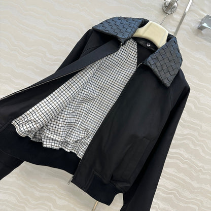 BV 25S Jacket Sheepskin Neck in Black Cotton