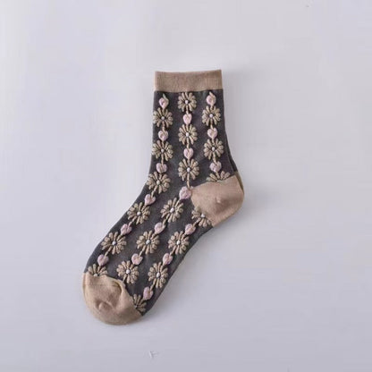 Rufia - Floral Knit Socks - Vintage &amp; Stretchy