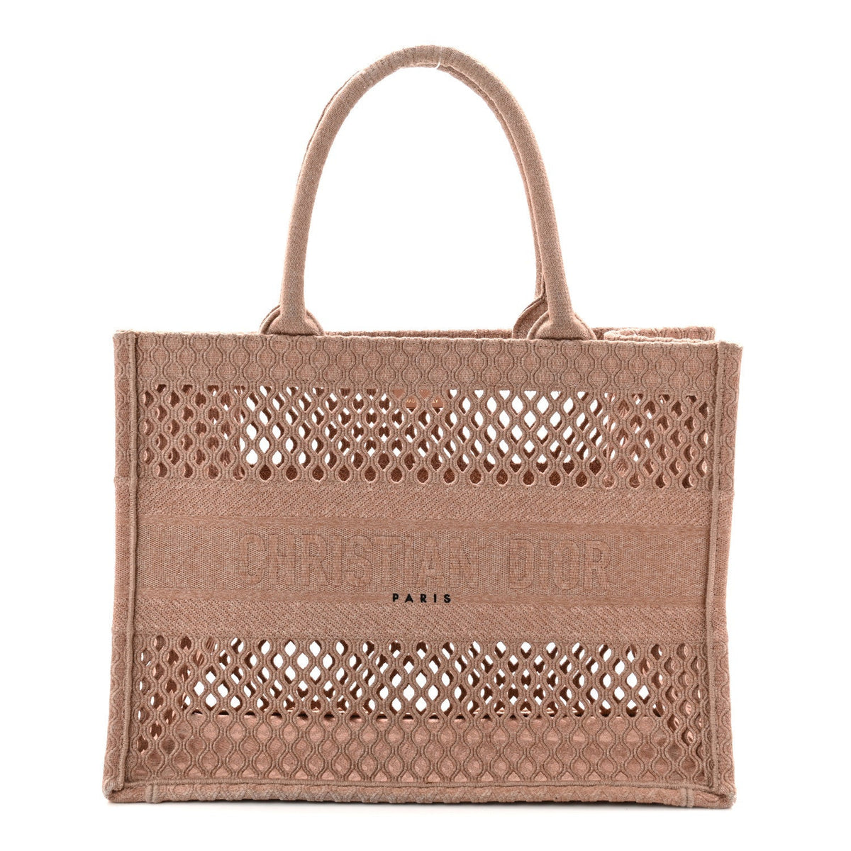Mesh Embroidered Medium Book Tote Clay