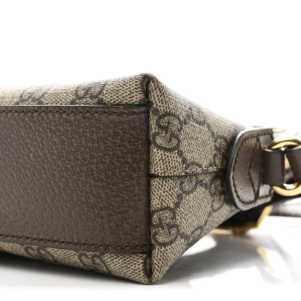 GG Supreme Monogram Textured Dollar Calfskin Web Small Ophidia Dome Shoulder Bag Beige Ebony New Acero