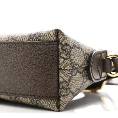 GG Supreme Monogram Textured Dollar Calfskin Web Small Ophidia Dome Shoulder Bag Beige Ebony New Acero