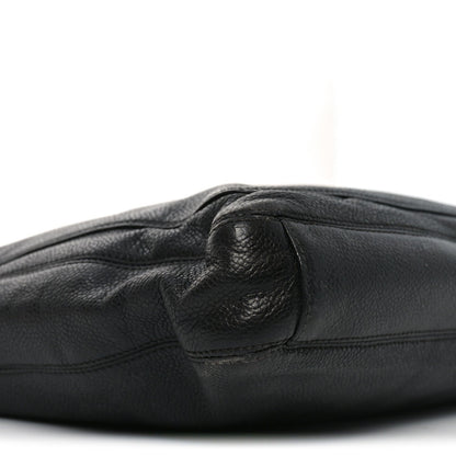 Caviar Embroidered Logo Shoulder Bag Black