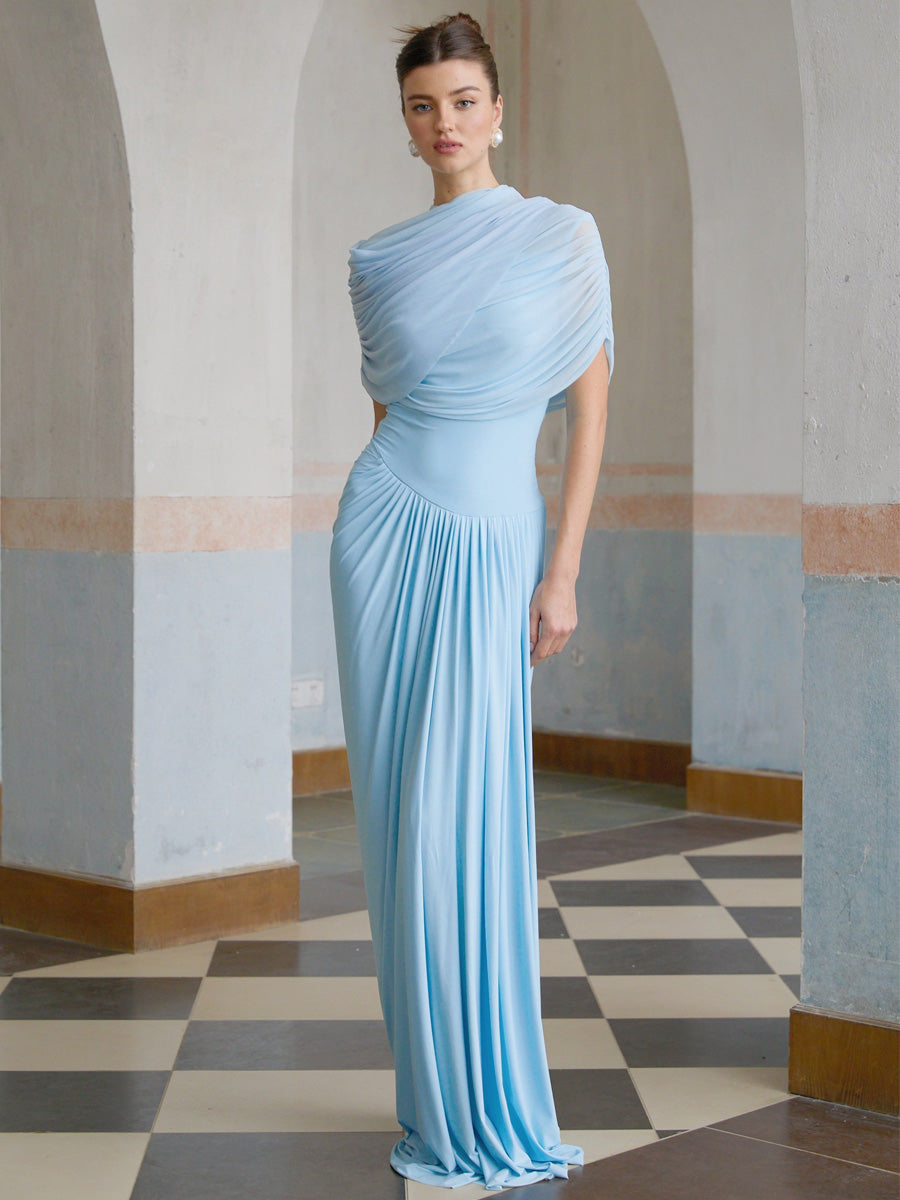 Layla Asymmetrical Pleated Maxi Dress