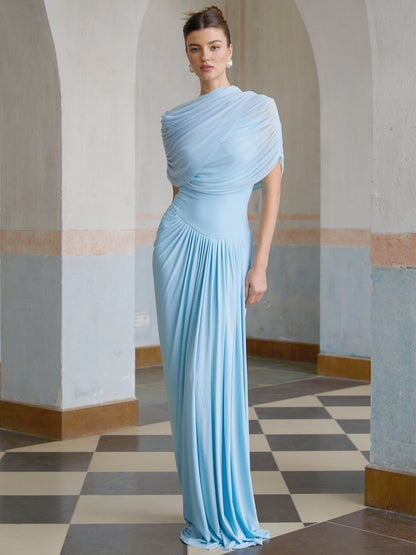 Layla Asymmetrical Pleated Maxi Dress