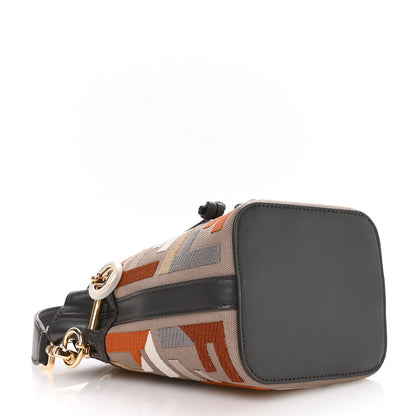 Kuban Canvas Vitello King F is Fendi FF Embroidered Mini Mon Tresor Bucket Bag Tartufo Ebano Multicolor